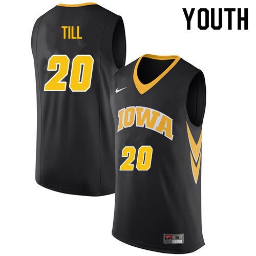 Youth #20 Riley Till Iowa Hawkeyes College Basketball Jerseys Sale-Black